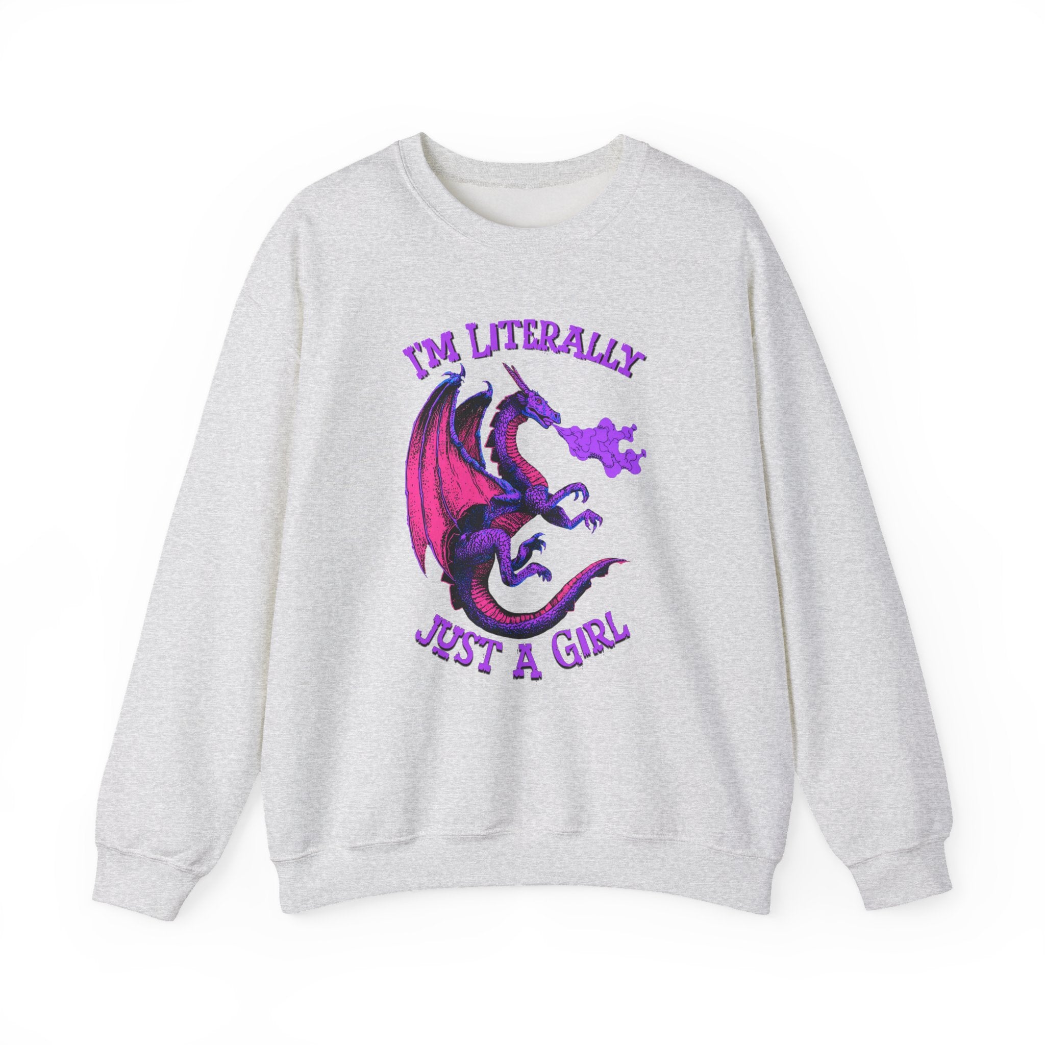 Retro Dragon Sweatshirt Im Literally Just a Girl Monster Girl Aesthetic 80s Fantasy Crewneck