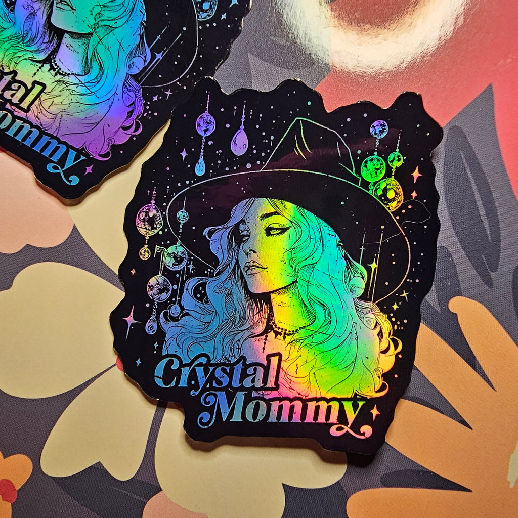 Crystal Mommy Holographic Sticker - Waterproof Wiccan Witch Decal