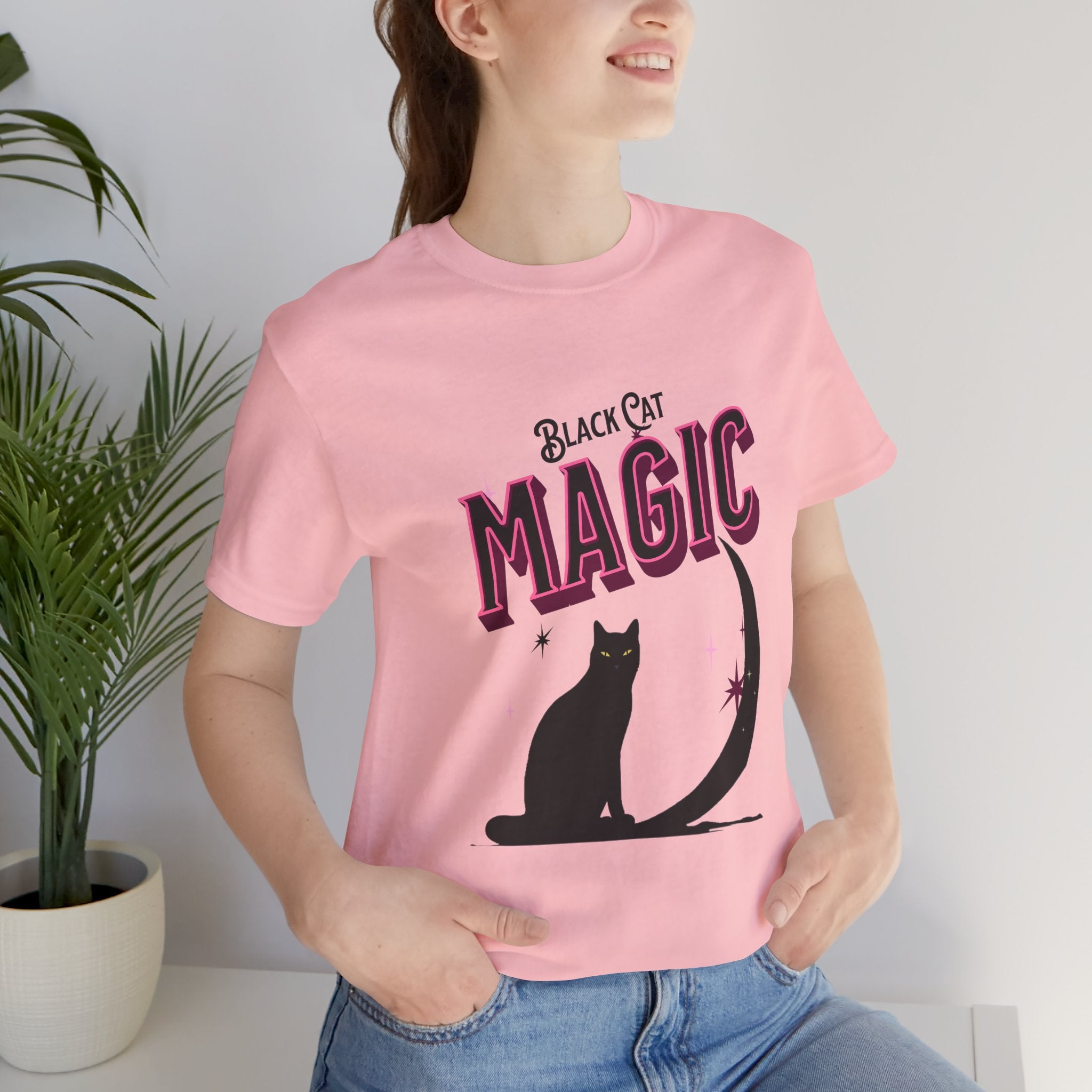 Black Cat Magic T‑Shirt — Halloween Moon Cat Graphic Tee