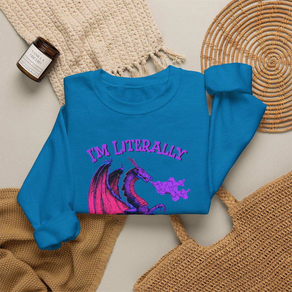 Retro Dragon Sweatshirt Im Literally Just a Girl Monster Girl Aesthetic 80s Fantasy Crewneck