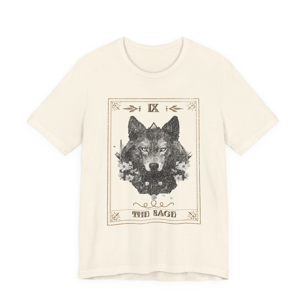 Wolf Tarot Graphic Tee — "The Sage" Vintage Wolf Illustration T-Shirt