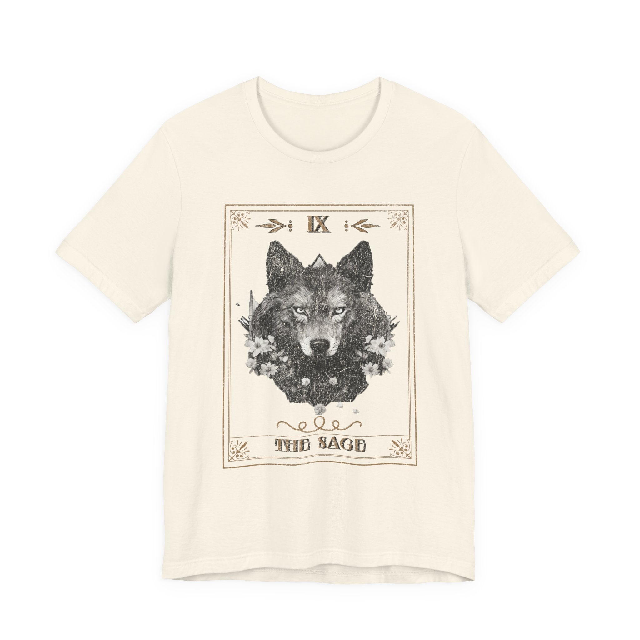 Wolf Tarot Graphic Tee — "The Sage" Vintage Wolf Illustration T-Shirt