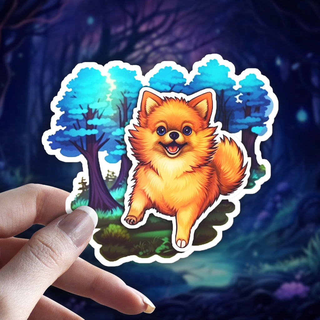 Adorable Pomeranian Decal Sticker: Optional Holographic Shine