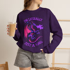 Retro Dragon Girl graphic sweatshirt featuring 80s Fantasy Crewneck