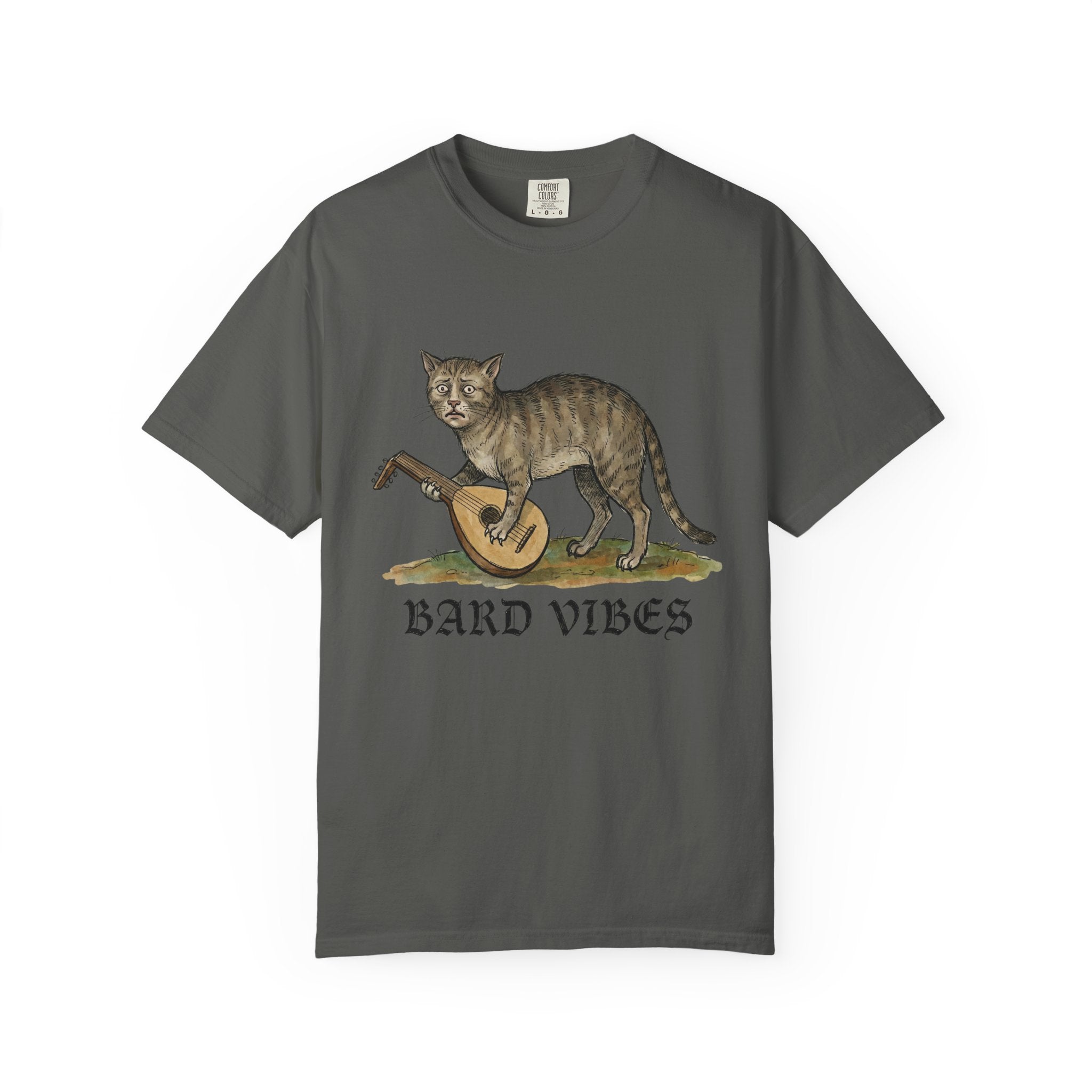 Bard Vibes Cat Shirt | Medieval Cat Art Tee, Funny Folk Fantasy Shirt, Music Lover Gift, DnD Bard Aesthetic Unisex Tee