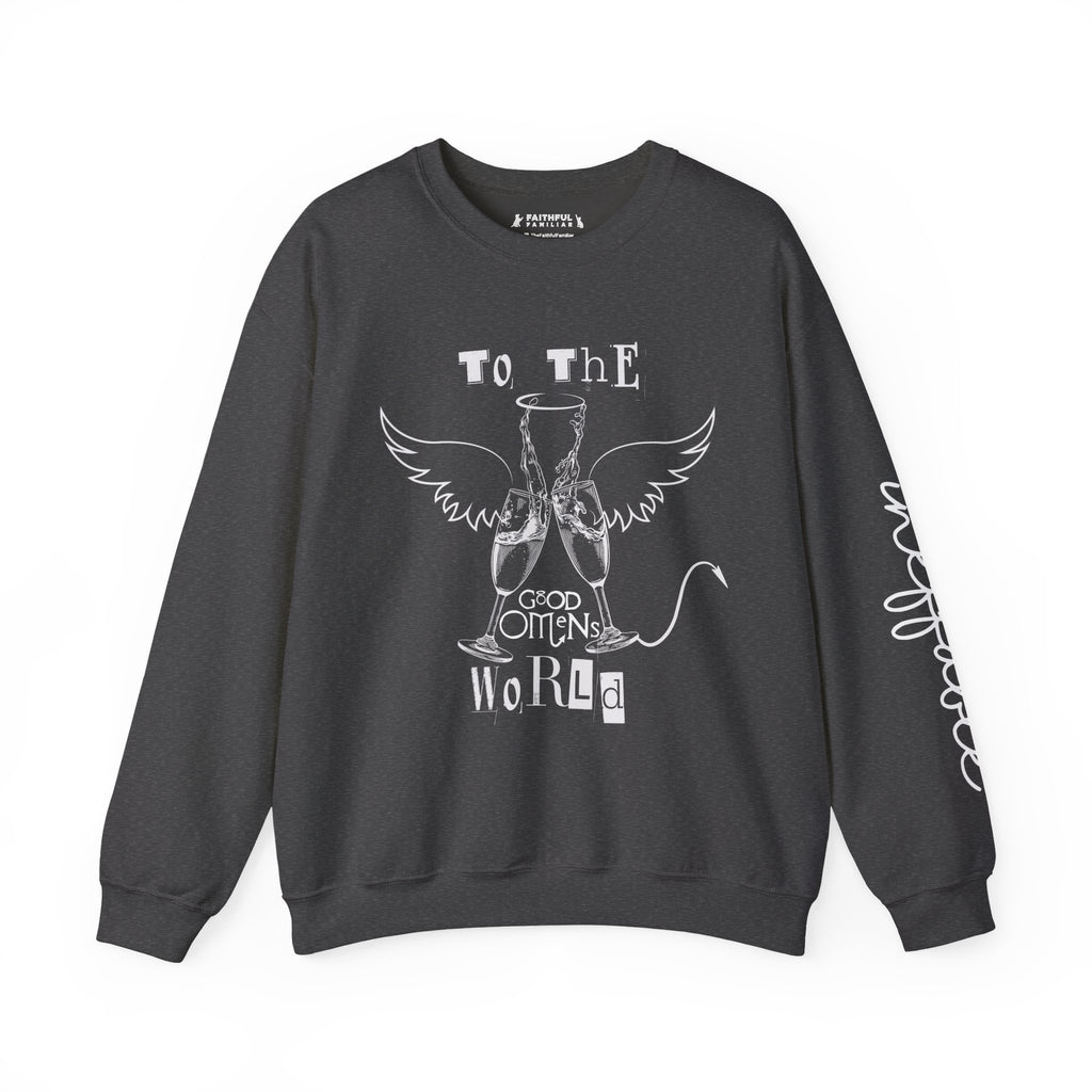 Angel & Devil 'To The World' Crewneck Sweatshirt — Good Omens Graphic