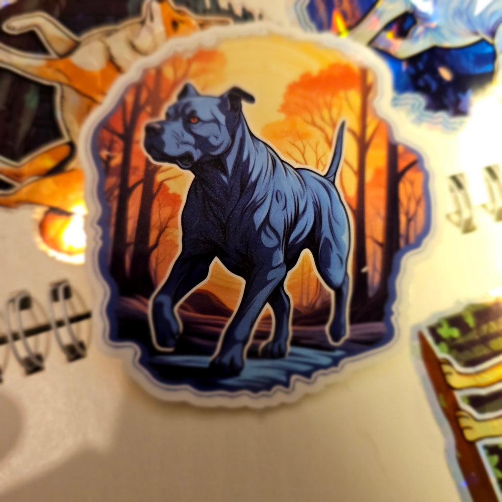 Witchy Pitbull Sticker: APBT Staffy Familiar, Dog Lover Gift