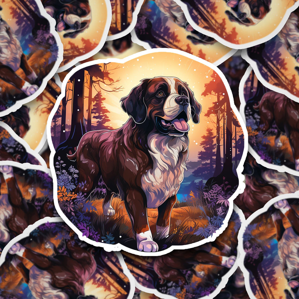 Witchy Saint Bernard Dog Familiar Sticker - Water Resistant Decal