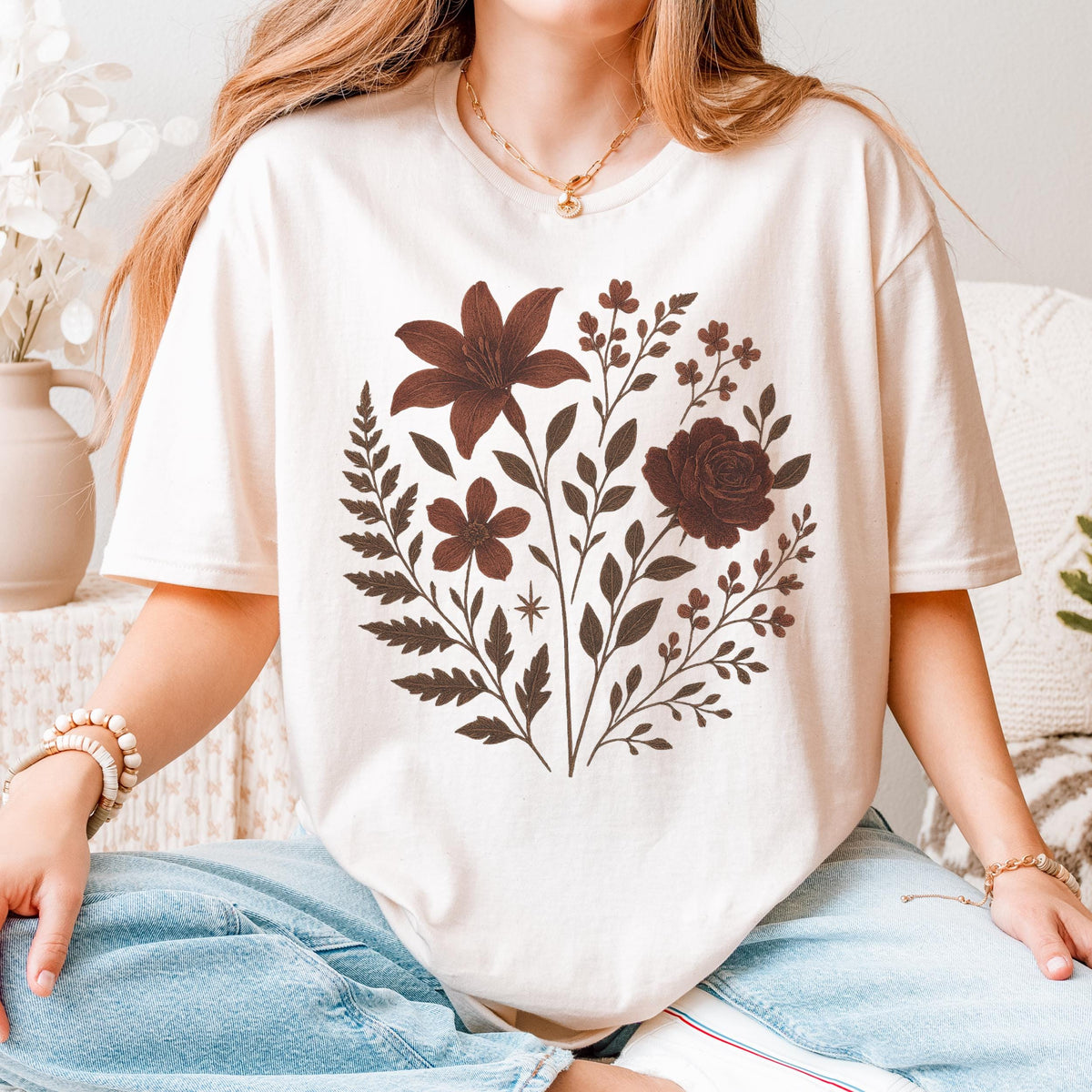 Gothic Floral graphic shirt featuring Dark Botanical Witchy Cottagecore Graphic