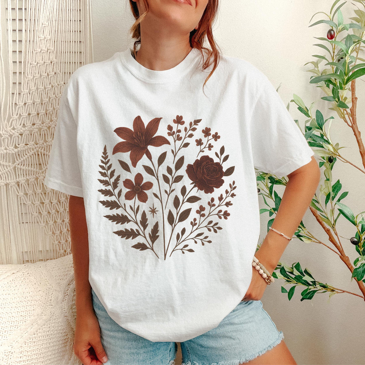 Gothic Floral graphic shirt featuring Dark Botanical Witchy Cottagecore Graphic