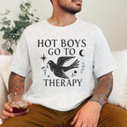 Hot Boys Go To Therapy graphic shirt featuring Mental Health Tee & Healing Humor