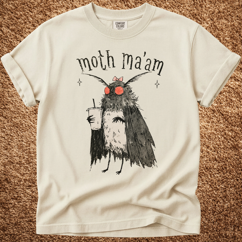 Additional photo of Moth Ma’am — Cute Mothman Cryptid Humor Design T-shirt
