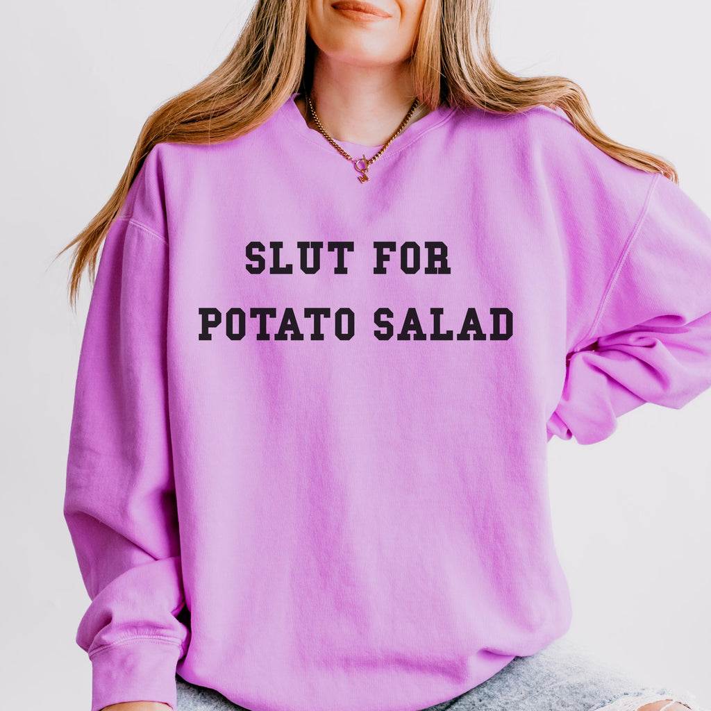 Obsessed with Potato Salad graphic sweatshirt featuring Funny Food Lover Crewneck