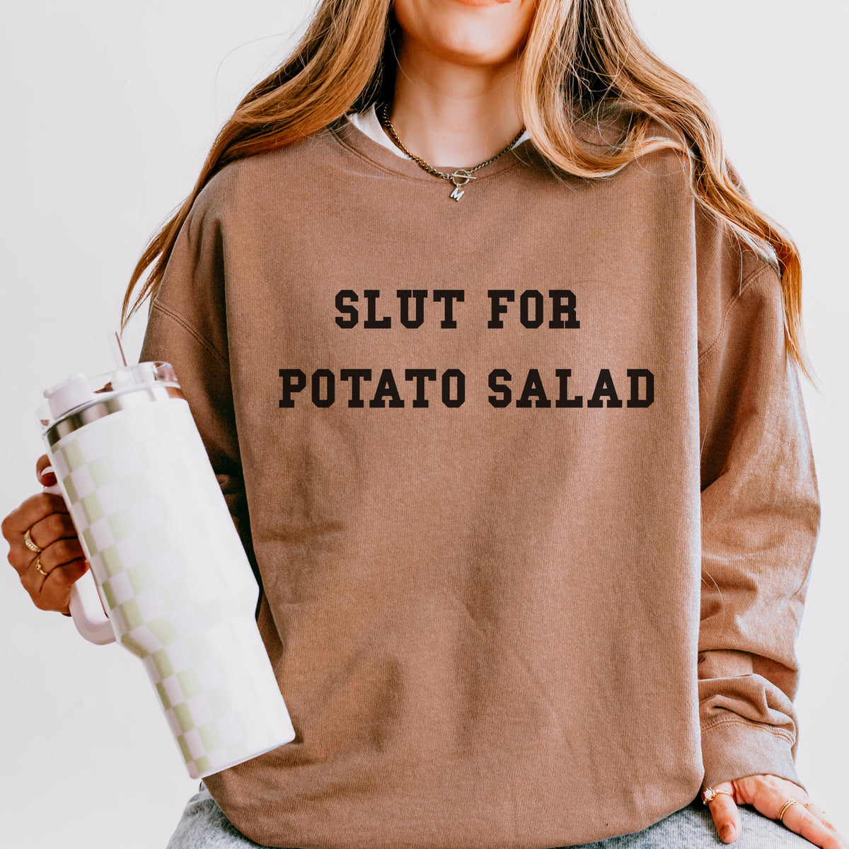 Obsessed with Potato Salad graphic sweatshirt featuring Funny Food Lover Crewneck