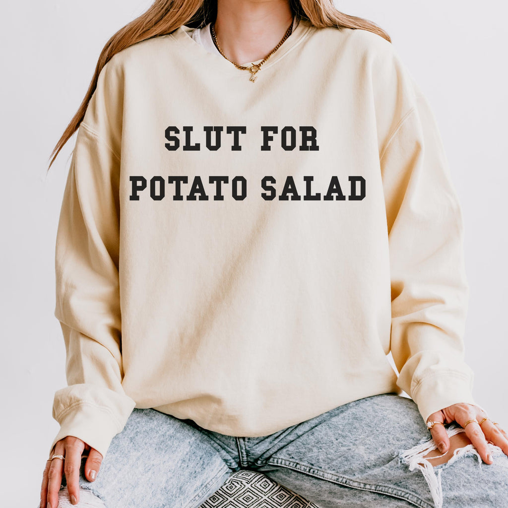 Obsessed with Potato Salad graphic sweatshirt featuring Funny Food Lover Crewneck
