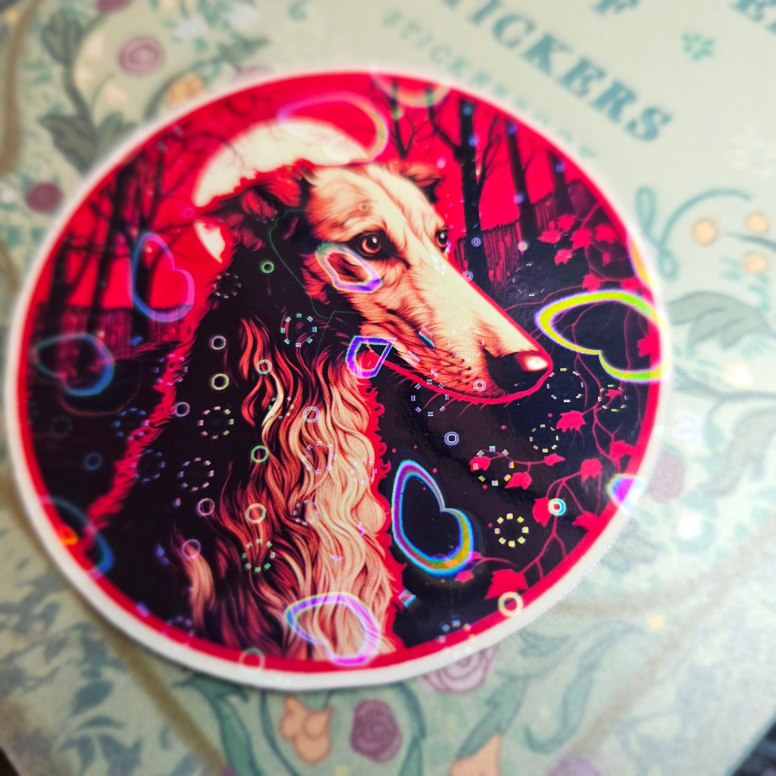 Borzoi - Familiar Witchy Gothic Holographic Dog Breed Sticker for Borzoi Lovers
