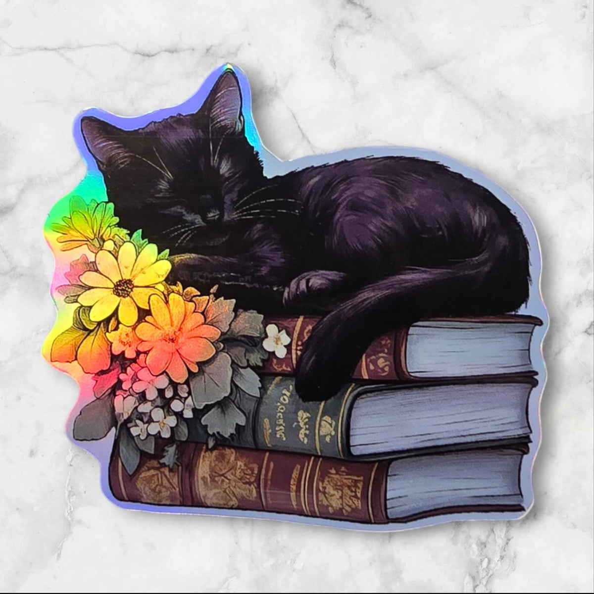 Black Cat Books vinyl sticker featuring Gothic Cottagecore Vinyl Decal