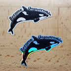 Become Ungovernable Orca vinyl sticker featuring Anarchist Killer Whale Humor