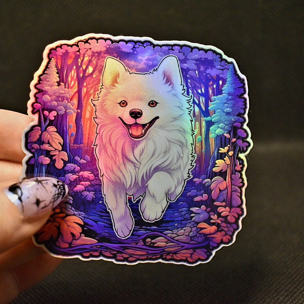 American Eskimo Dog Sticker: Holographic Eskie Decal