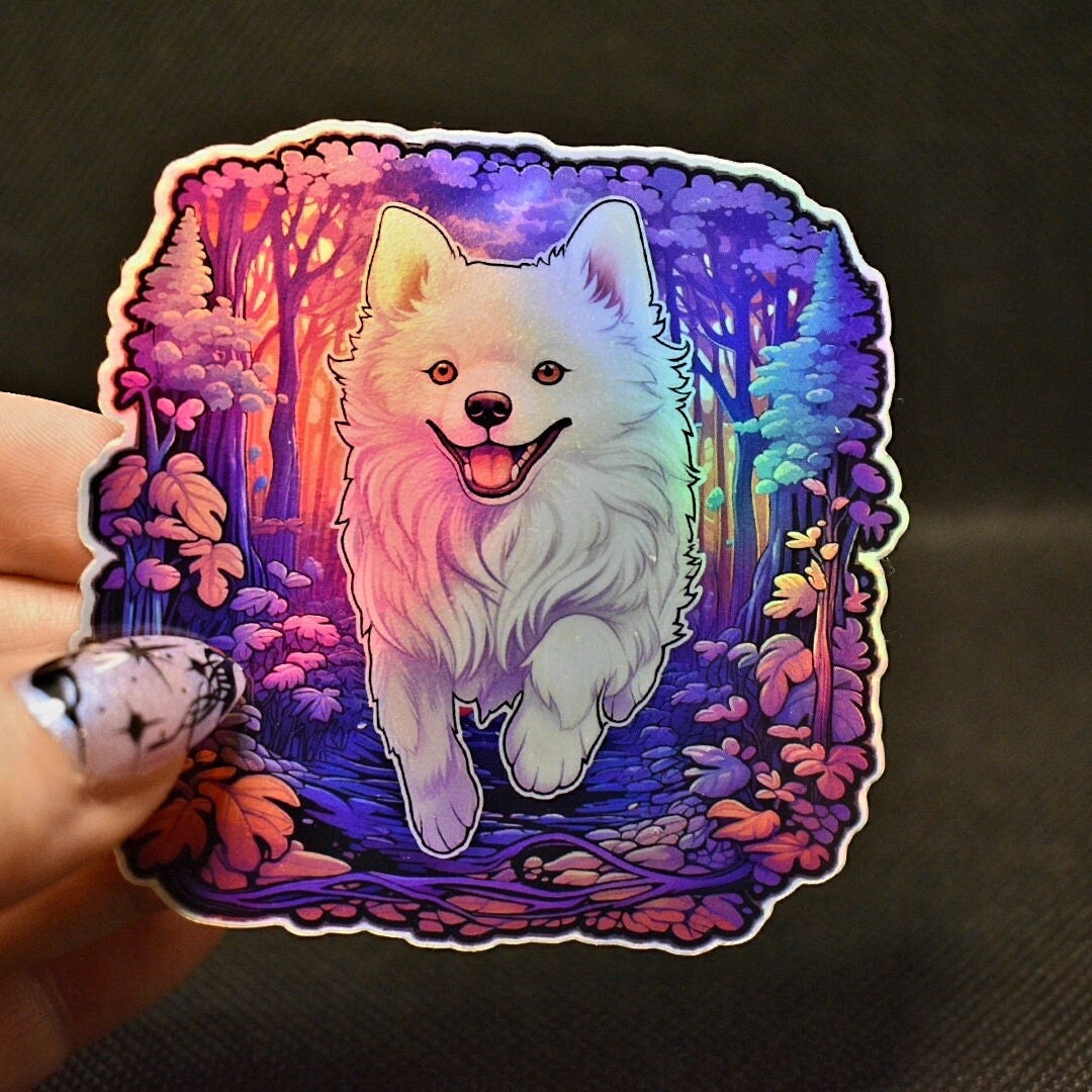 American Eskimo Dog Sticker: Holographic Eskie Decal