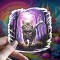 Holographic Cat Familiar Sticker: Witchy Gray Tabby Decal