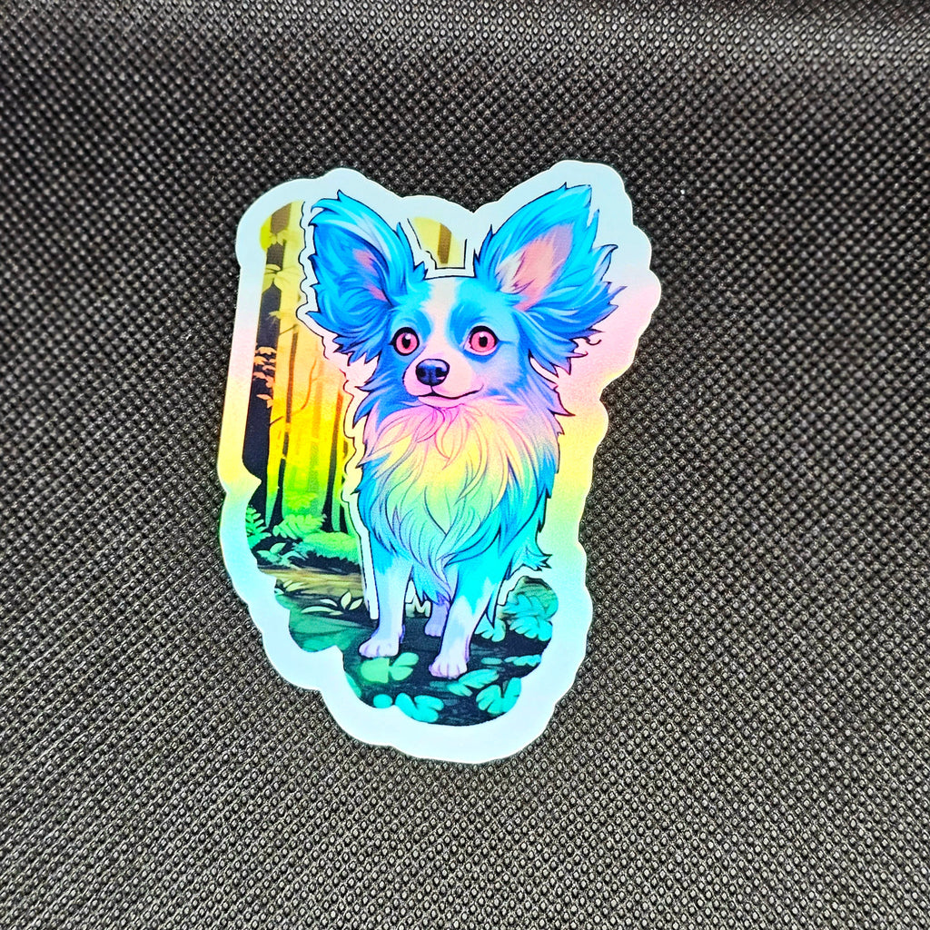 Papillon Dog Sticker: Elegant Vinyl Decal, Dog Lover Gift, Holographic Option