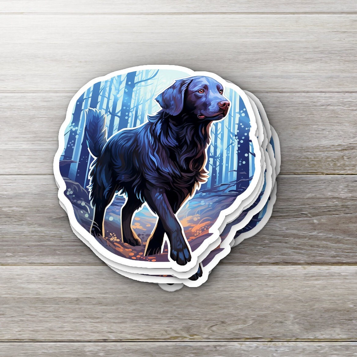Flat-Coated Retriever Holographic Sticker: Dog Lover Gift