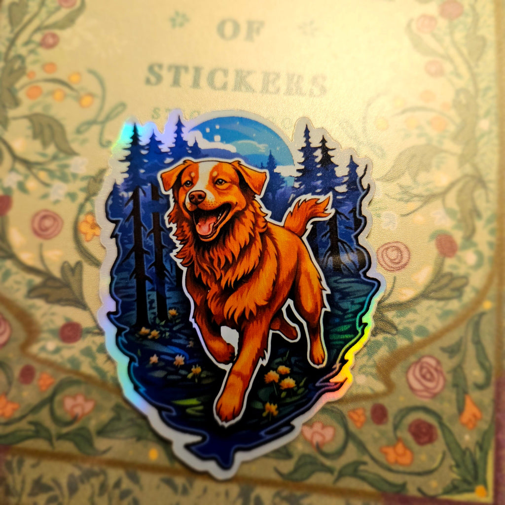 Witchy Nova Scotia Duck Toller Sticker: Holographic Dog Lover Decal