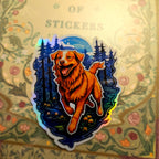 Witchy Nova Scotia Duck Toller vinyl sticker featuring Holographic Dog Lover Decal (Version 2)