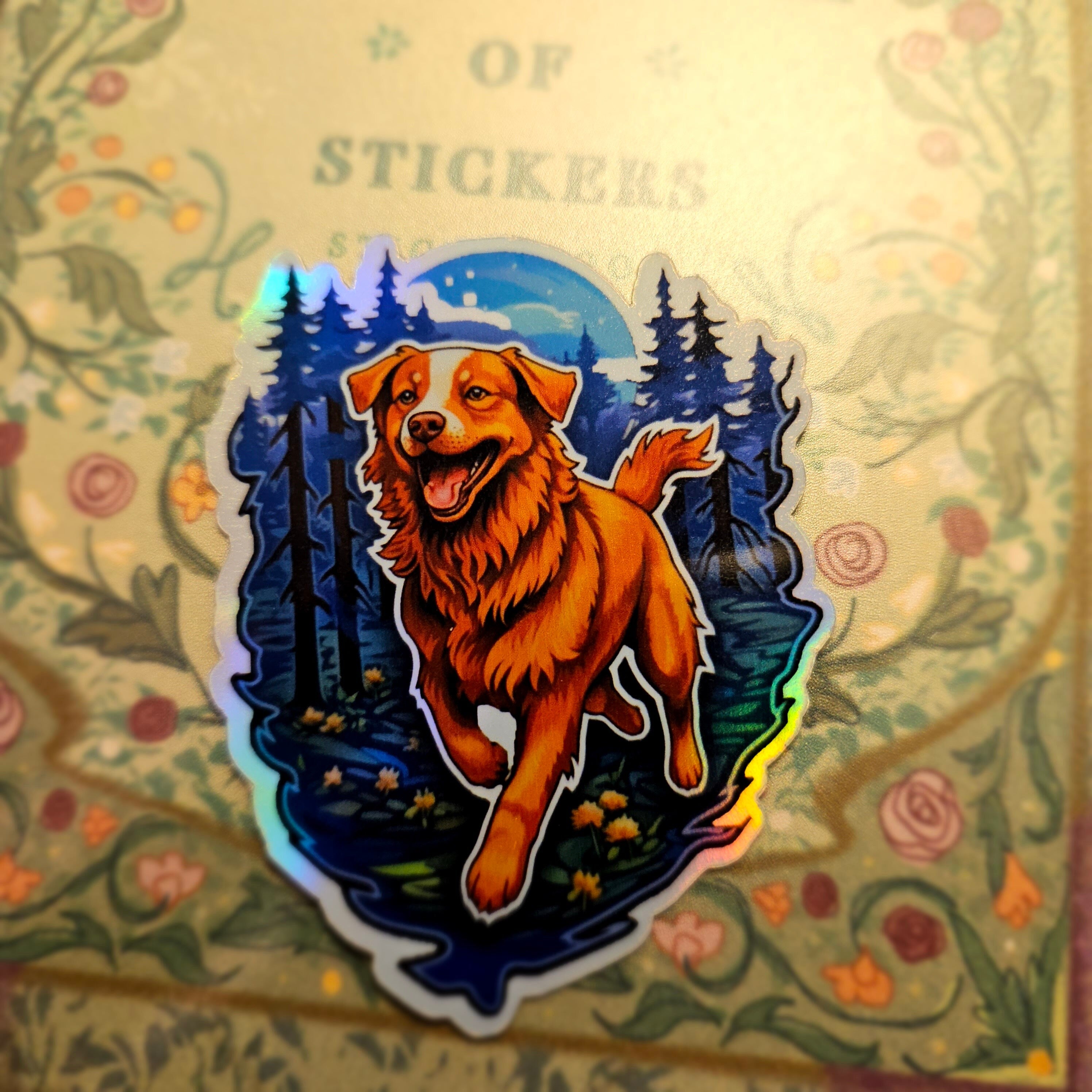 Witchy Nova Scotia Duck Toller Sticker: Holographic Dog Lover Decal