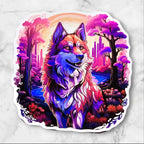 Red Husky vinyl sticker featuring Holographic Dog Lover Water-Resistant Vinyl