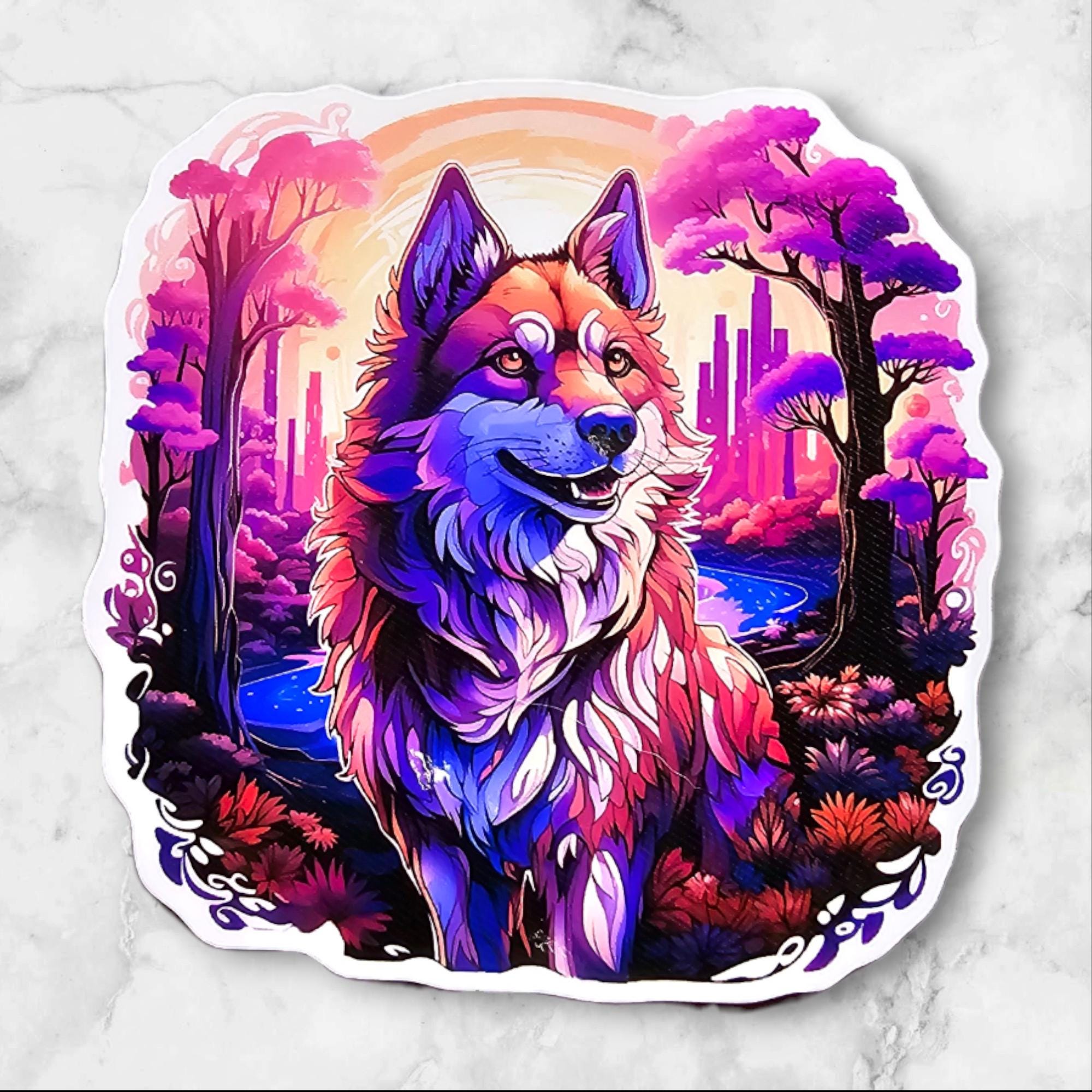 Red Husky Sticker: Holographic Dog Lover Decal