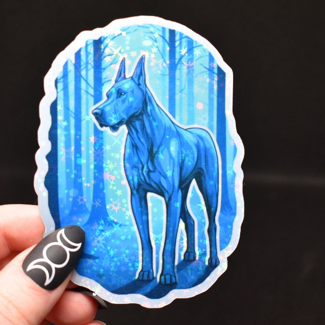 Mystical Dane Sticker, Starry Forest Holographic Decal