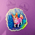 Witchy Corgi Familiar : Holographic Dog Lover vinyl sticker