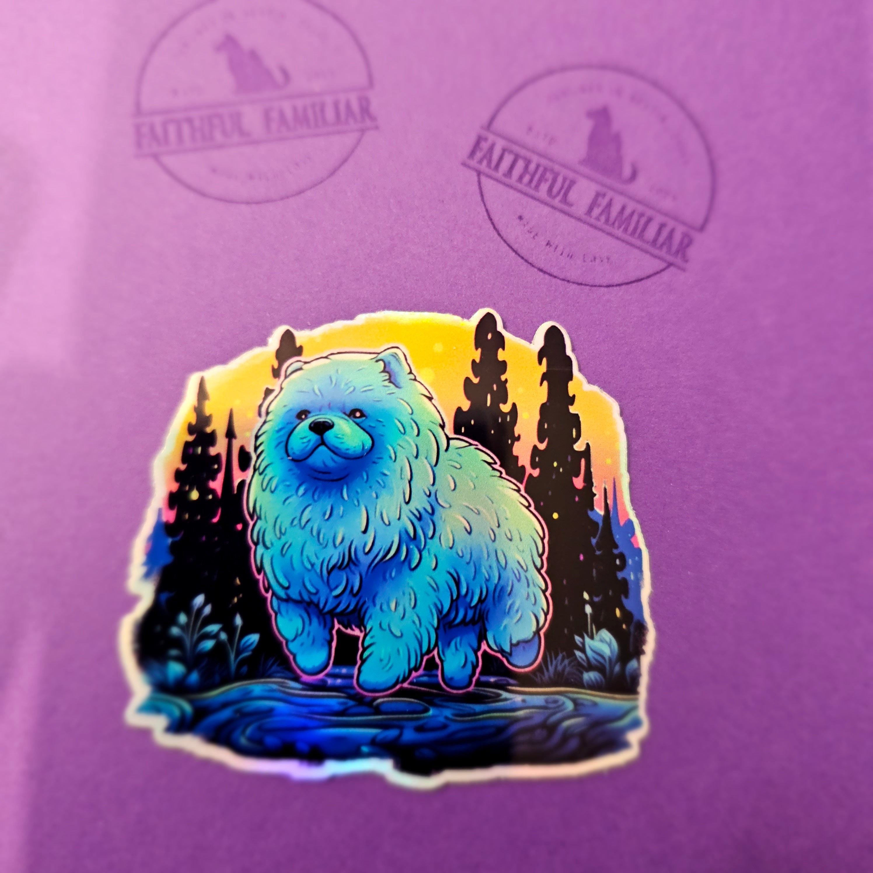 Witchy Chow Chow Sticker: Holographic Dog Lover Decal