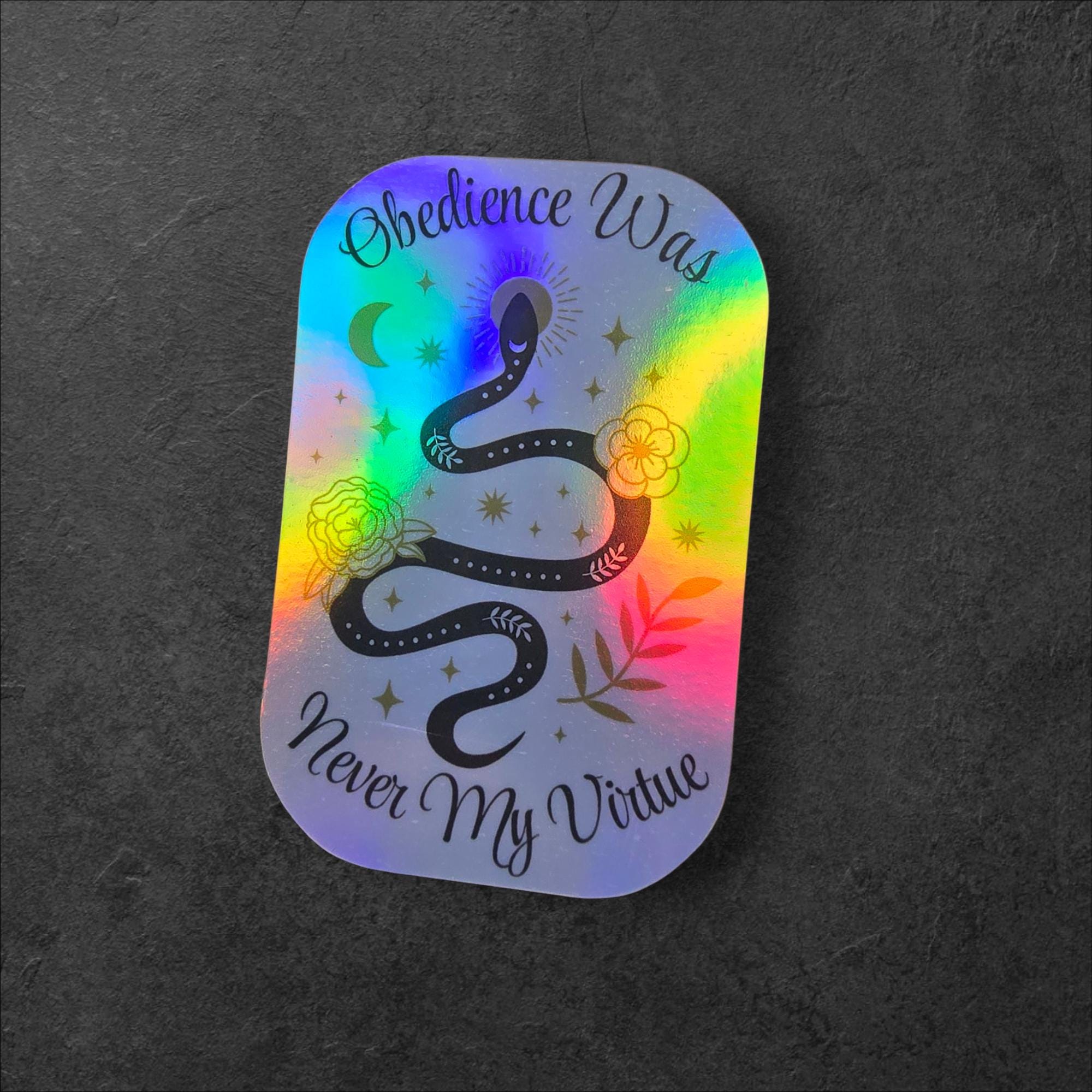 Obedience Snake Vinyl Sticker | Holographic Feminist Laptop Decal