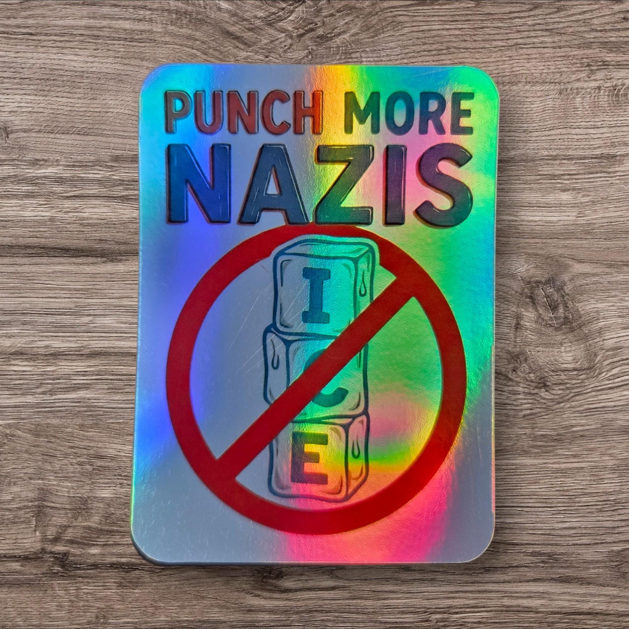 Punch More Nazis Sticker | Anti ICE Anti Fascist Protest Vinyl Sticker for Laptop Water Bottle Gift