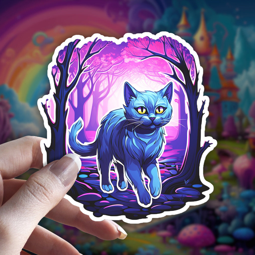 Holographic Russian Blue Cat Sticker, Witchy Familiar