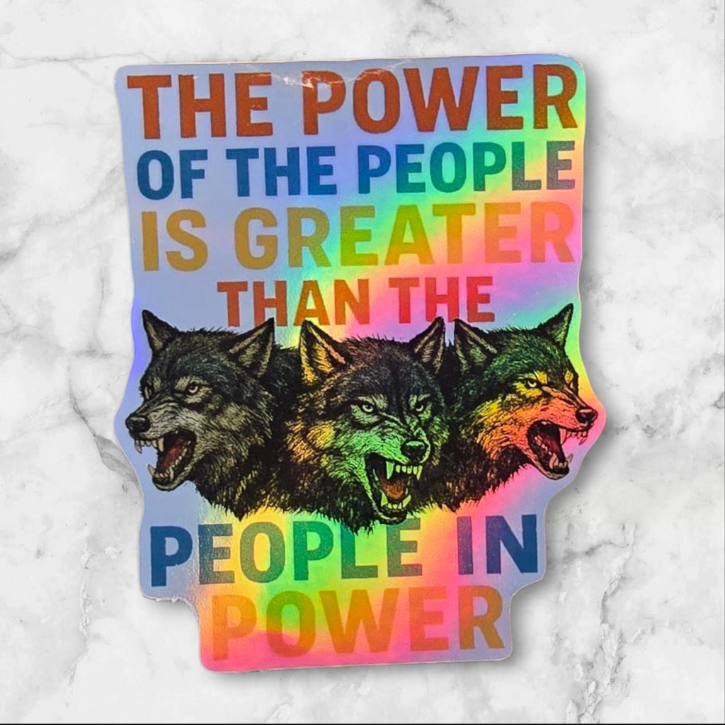 Power of the People Wolf Sticker Pro Union Socialist Worker Solidarity Anti Oppression Protest Decal