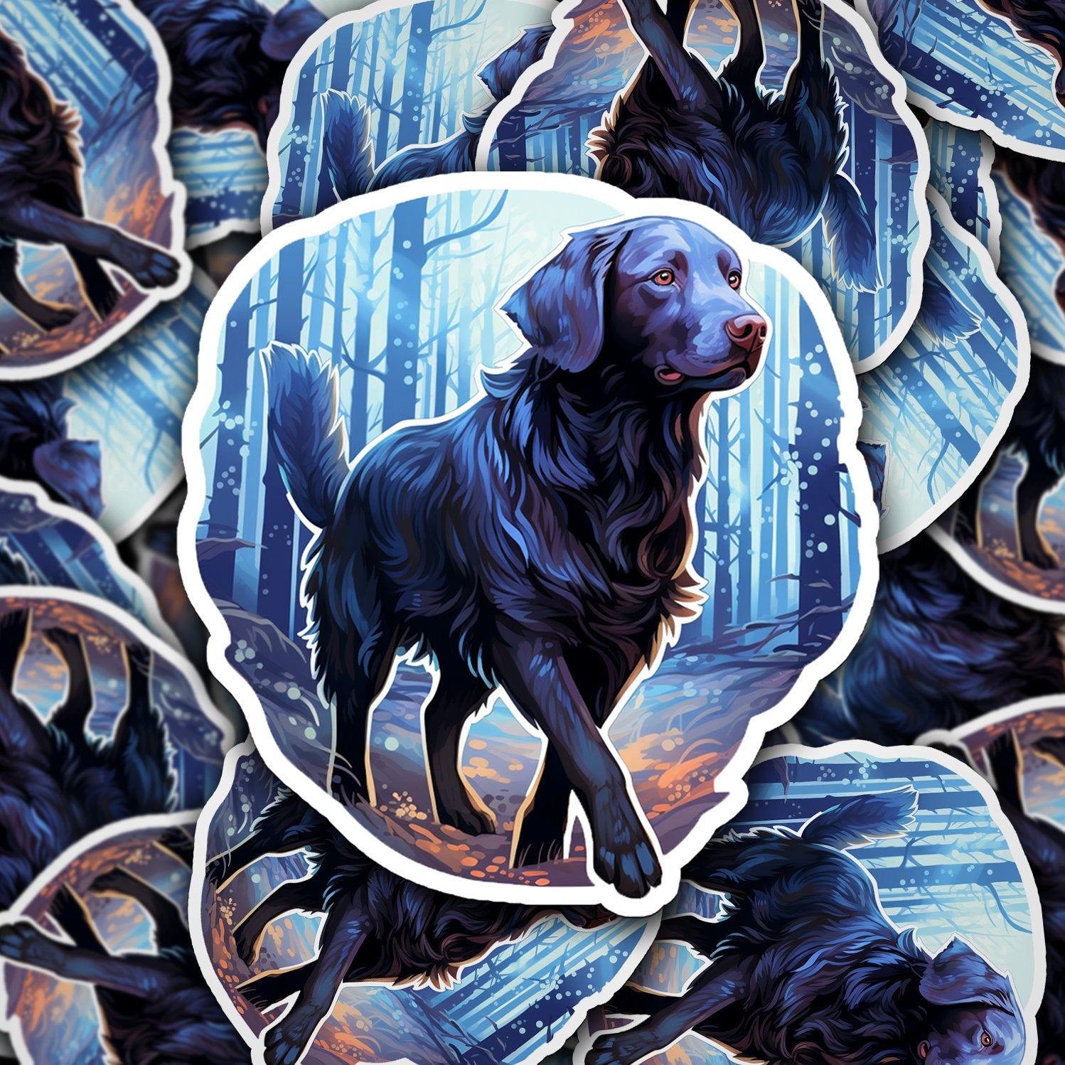 Flat-Coated Retriever Holographic Sticker: Dog Lover Gift