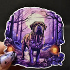 English Mastiff Familiar vinyl sticker featuring Holographic Gentle Giant Dog Lover Decal in White