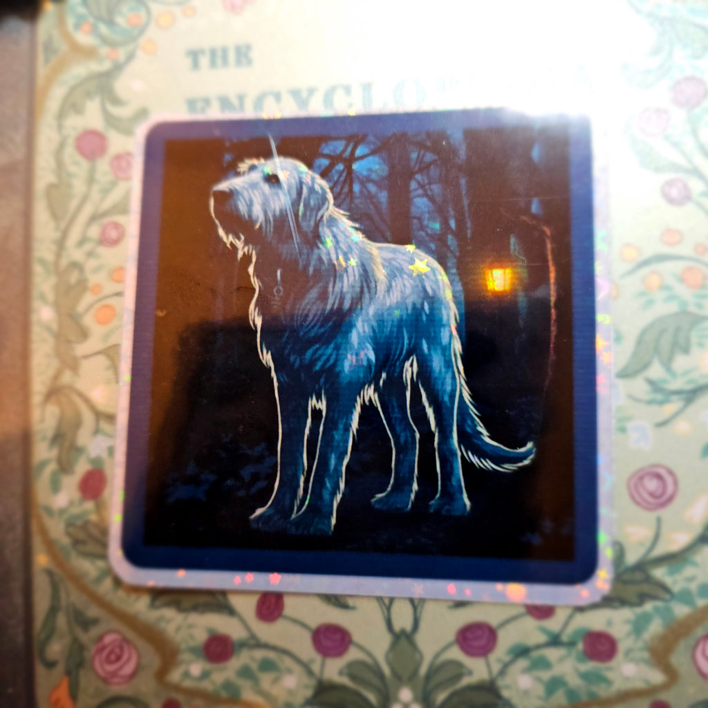 Witchy Irish Wolfhound/Scottish Deerhound Familiar Sticker - Holographic Dog Lover Gift