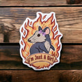 I'm Just A Girl Funny Possum Meme Sticker: Glossy Vinyl Decal