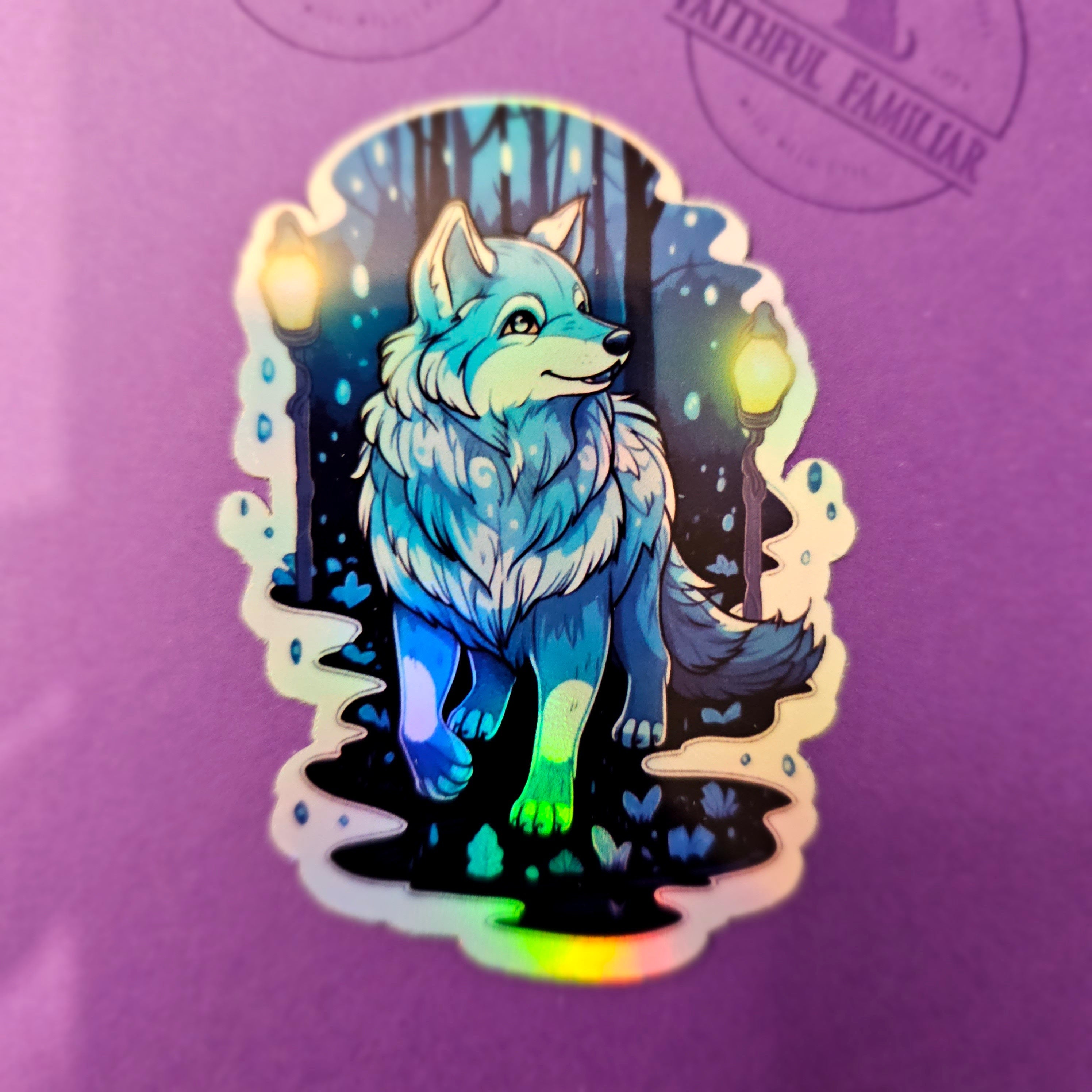 Witchy Husky Familiar Sticker: Holographic Dog Lover Gift