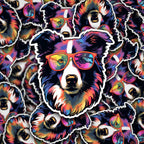 Trippy Border Collie vinyl sticker featuring Boho Dog Mom Holographic Vinyl Decal