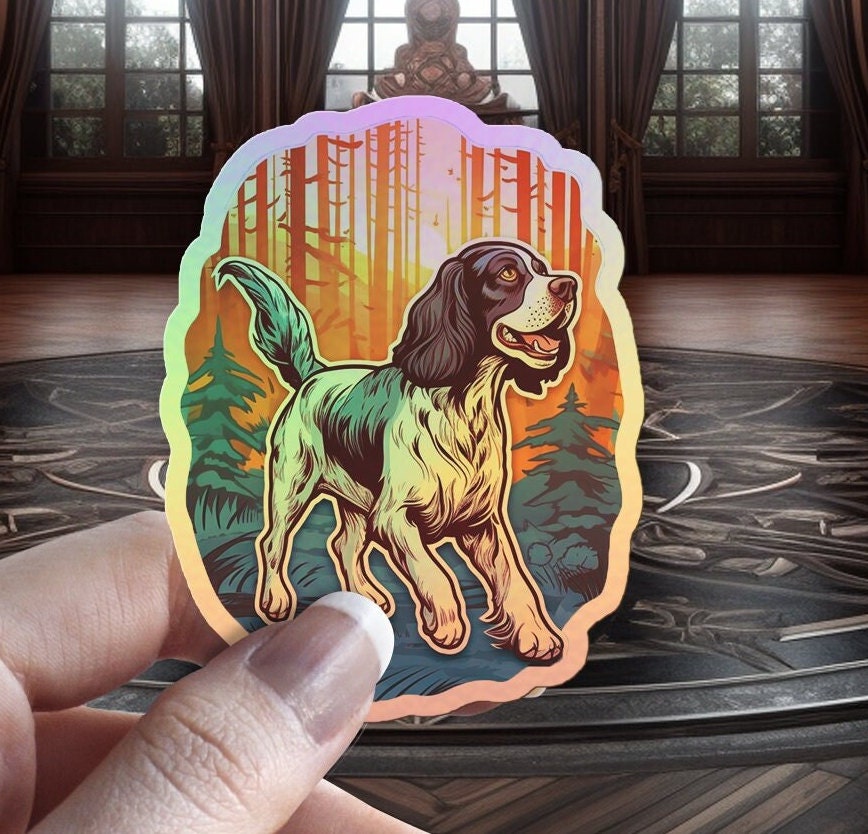 Witchy English Springer Spaniel Sticker: Holographic Dog Lover Decal