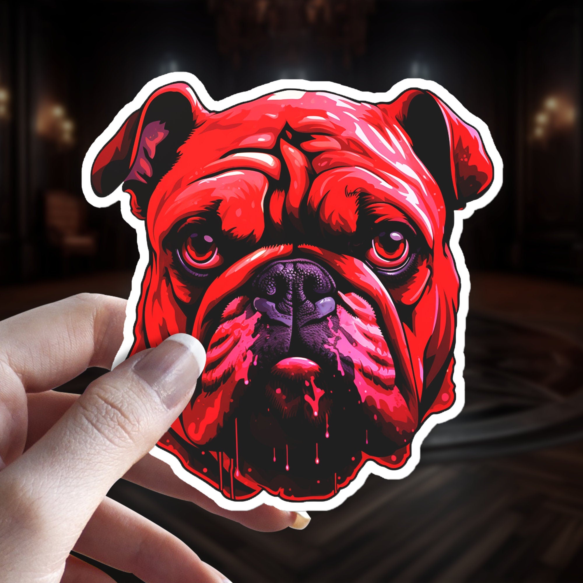 English Bulldog Witchy Gothic Holographic Sticker - Unique Dog Breed Accessory