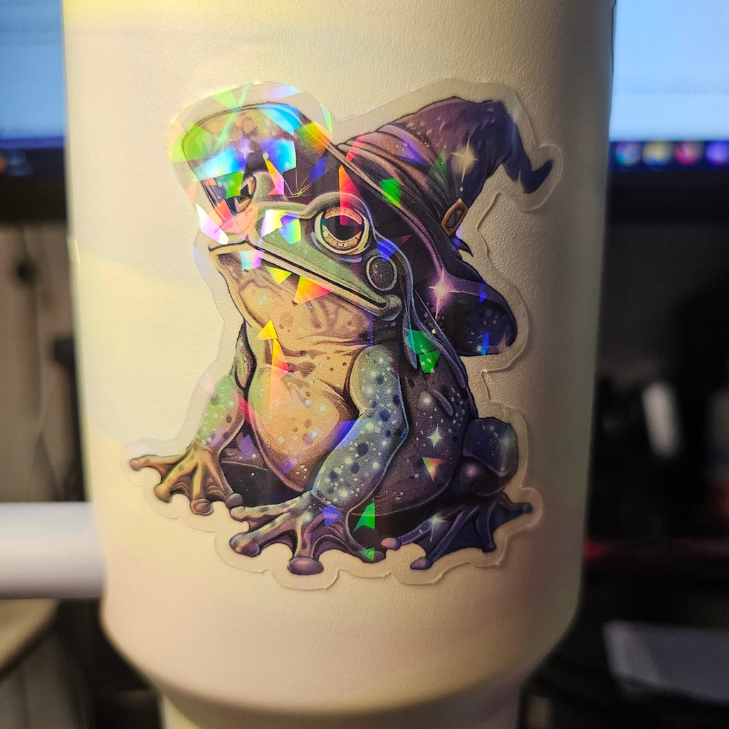 Clear Frog Wizard Holographic Vinyl Sticker - D&D DM Gift