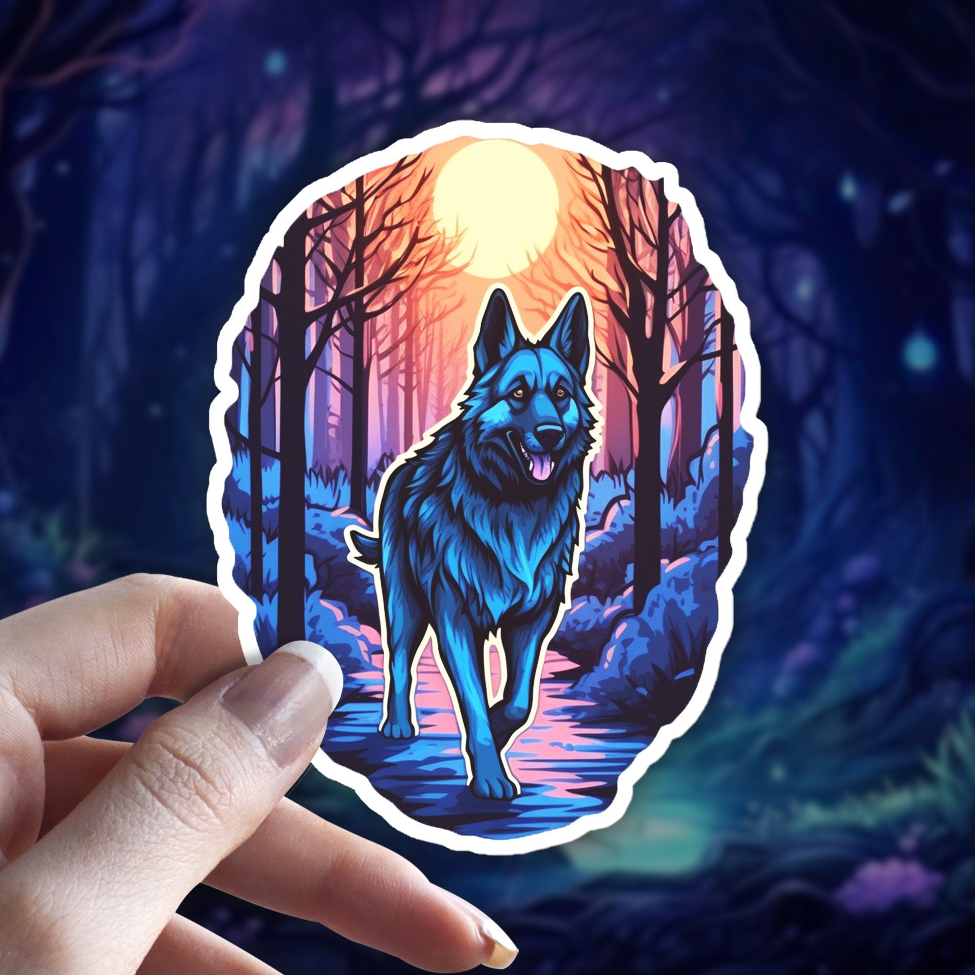 Holographic German Shepherd Sticker: Dog Lover Gift