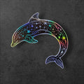 Celestial Dolphin Sticker: Holographic Moon & Stars Vinyl Decal